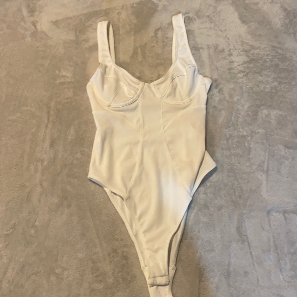 White body suit with corset details